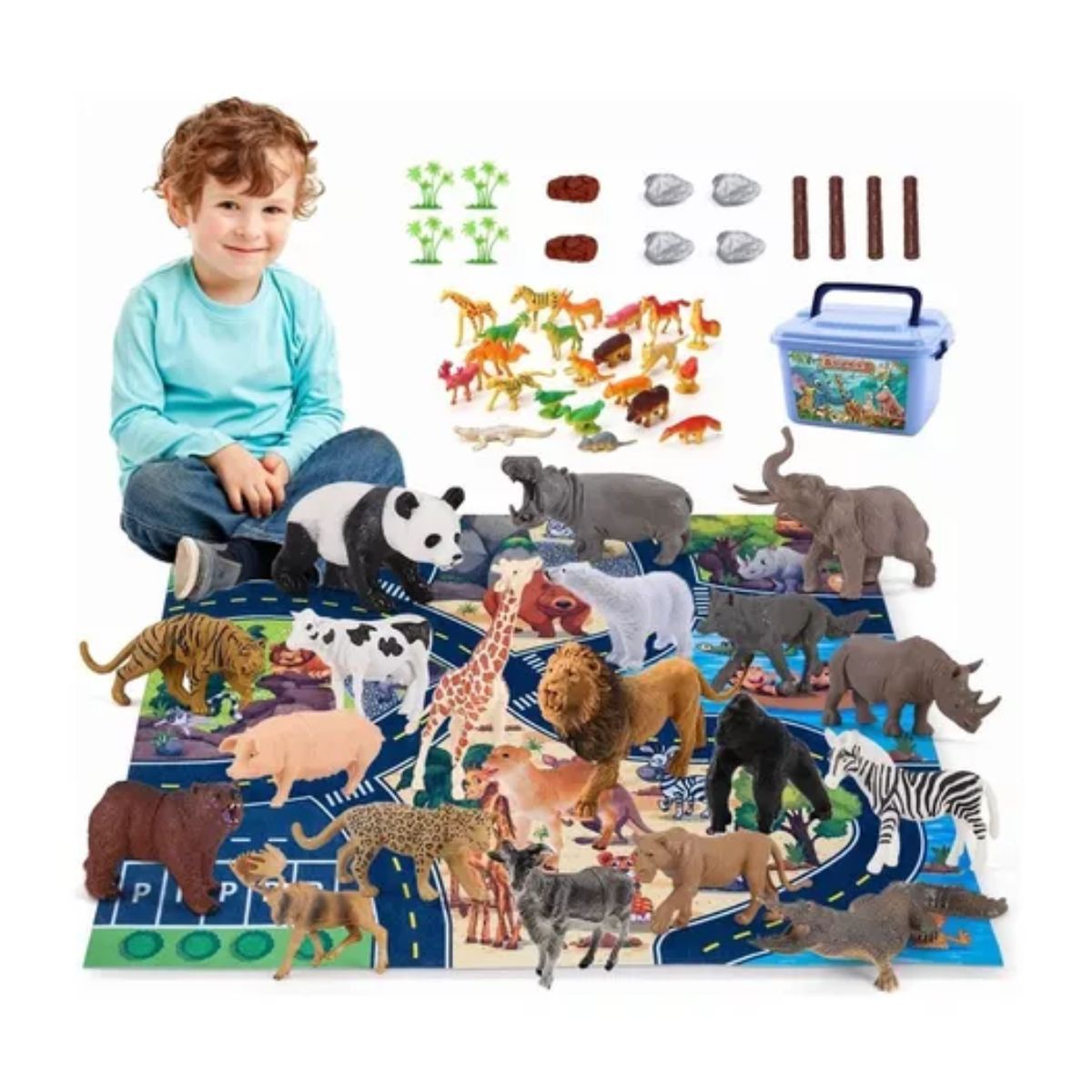 Juguetes Para Ni&ntilde;os, Juguetes De Animales Con Mapas 60 Pzs. image number null