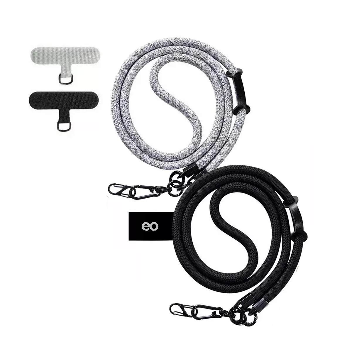 2pzs Colgantes Y Correas Celular Cuerpo Moda Ajustable 10mm Negro - Gris image number null