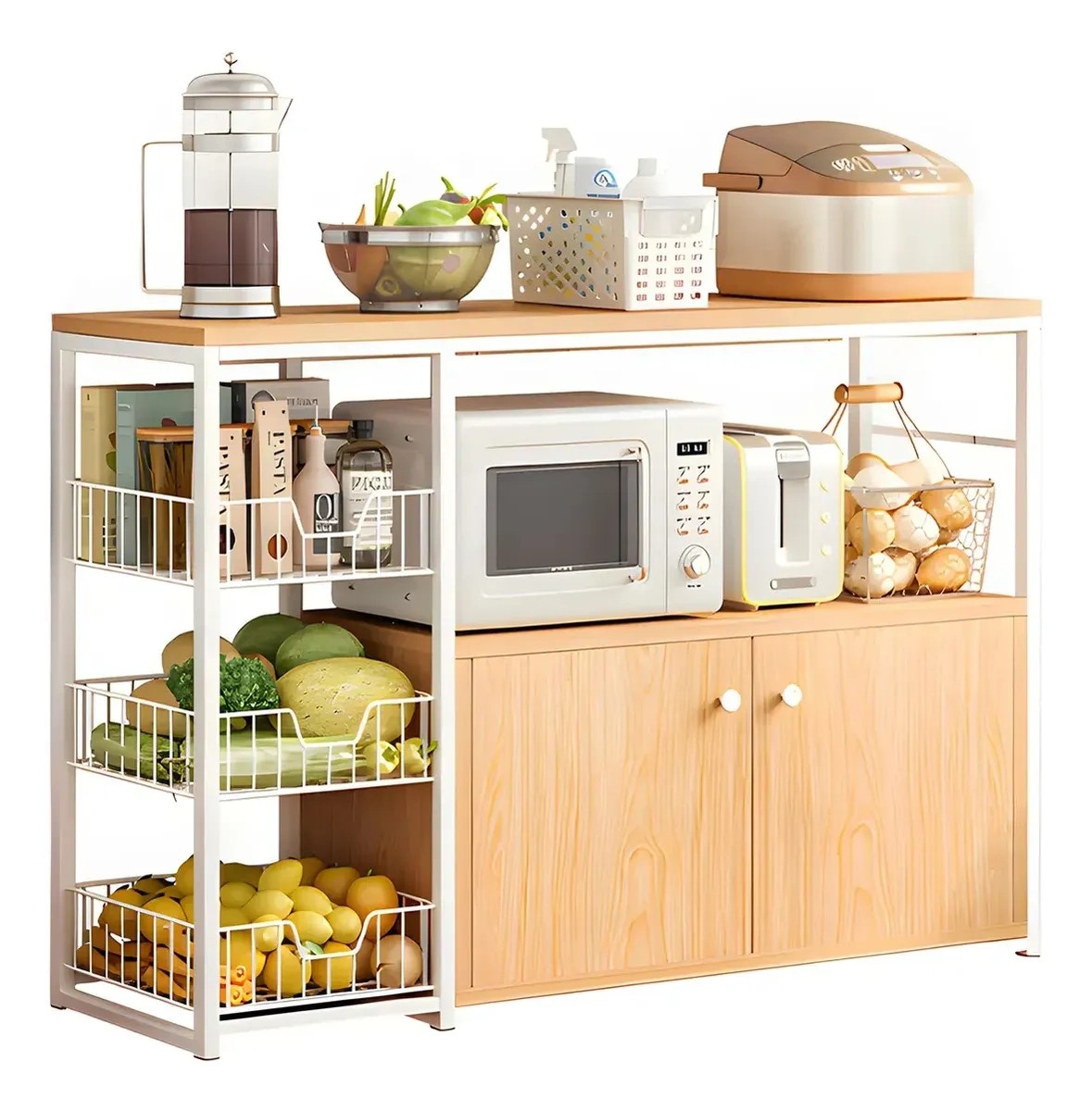Mueble Organizador Cocina Estante Microondas Despensa Horno Naranja Claro image number null