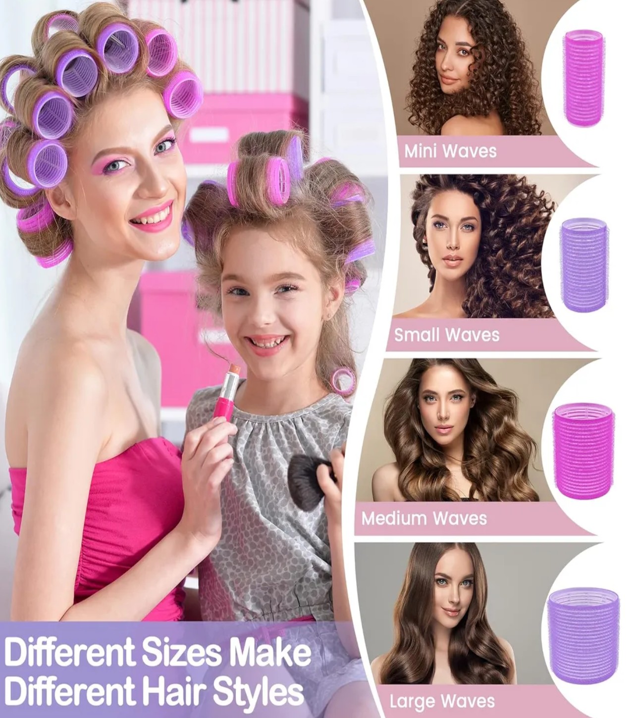 "33 pzs Rulos Tubos Pl&aacute;stica Para Cabello Autoadheribles " image number null