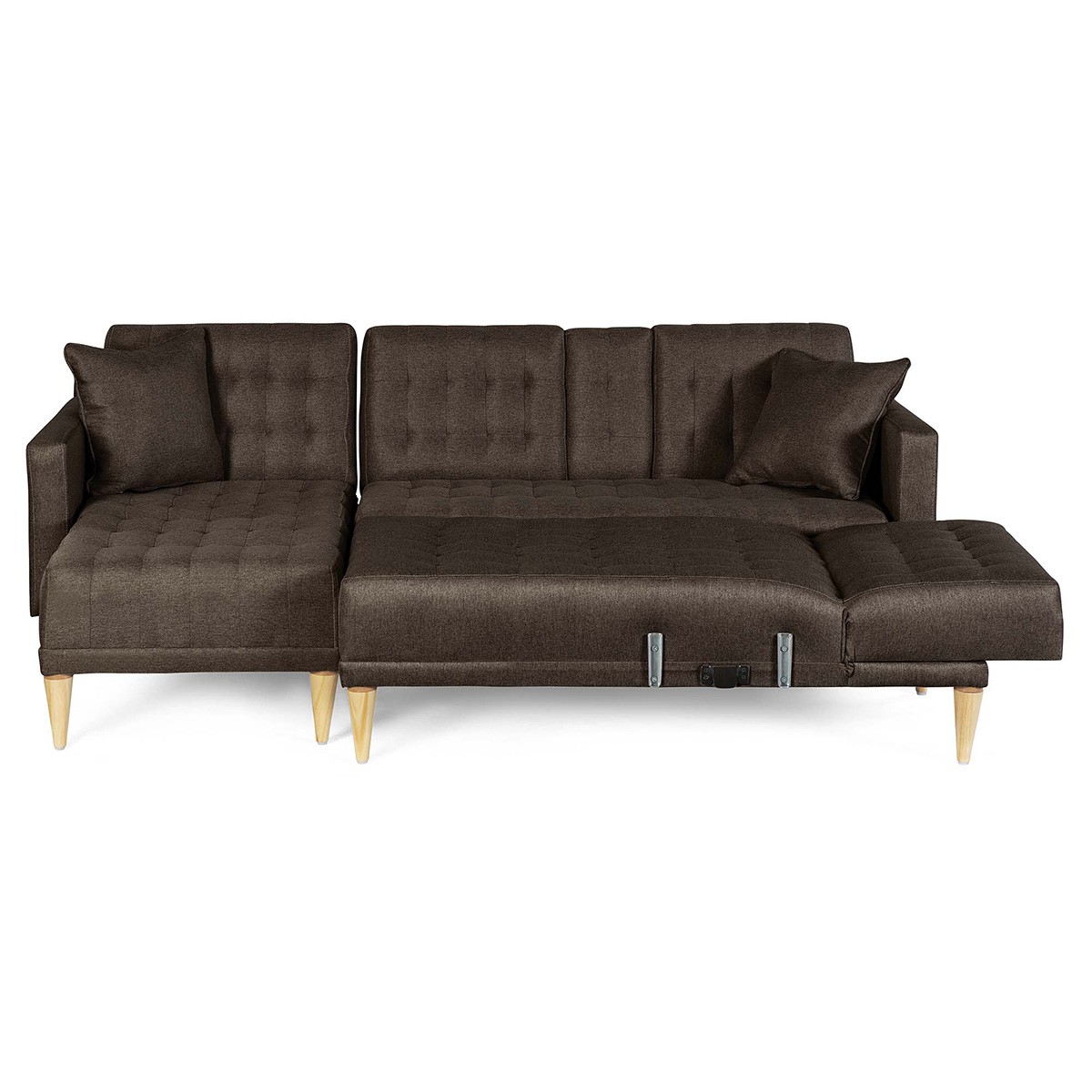 Sala Modular Doble Chaise Makora Travis con Memory Foam, Color Chocolate Lino, Respaldo Reclinable de 3 Posiciones image number null
