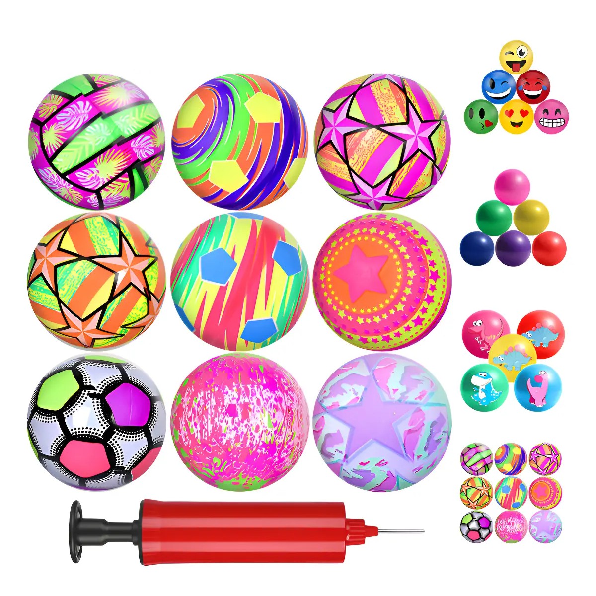 Pelotas Pl&aacute;stico Saltarina Para Inflar 22cm Con Inflador 30 Piezas image number null