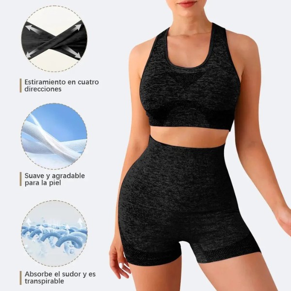 Conjunto Deportivo para Mujer 8 Piezas con Top y Short de Licra para Gym, Yoga, Fitness y Entrenamiento image number null