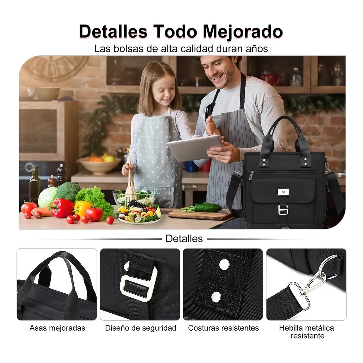Loncheras Termicas Bolsa De Almuerzo Port&aacute;til Fiambrera 16l - Negro image number null