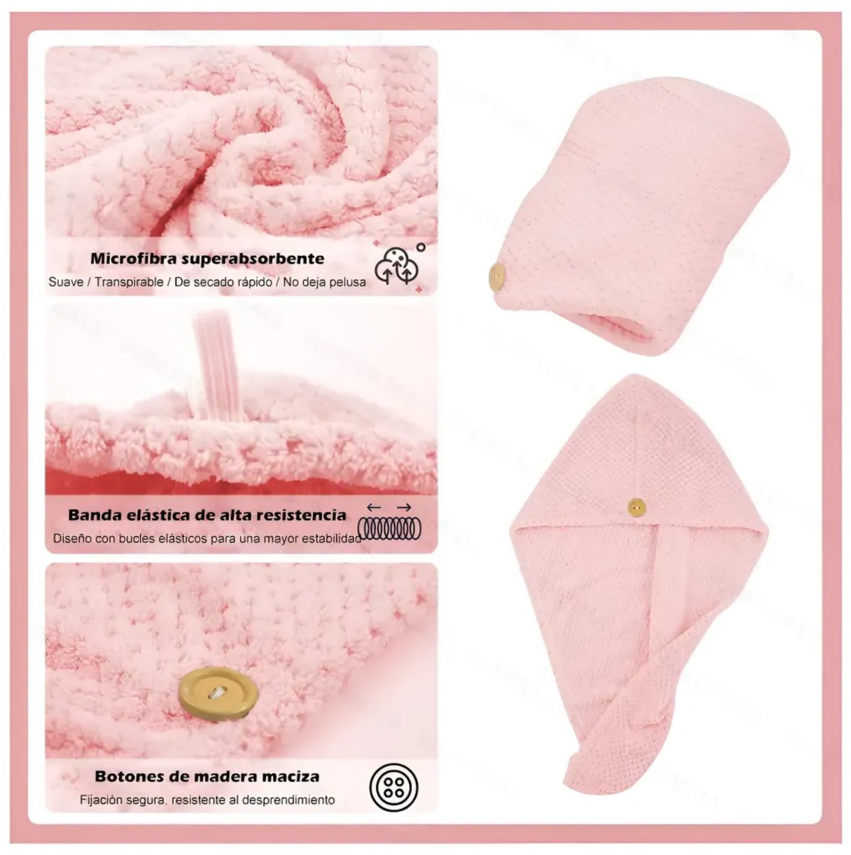 Toalla De Bata De Ba&ntilde;o Unisex S&uacute;per Absorbente Unitalla 3 Piezas Color: Rosa image number null