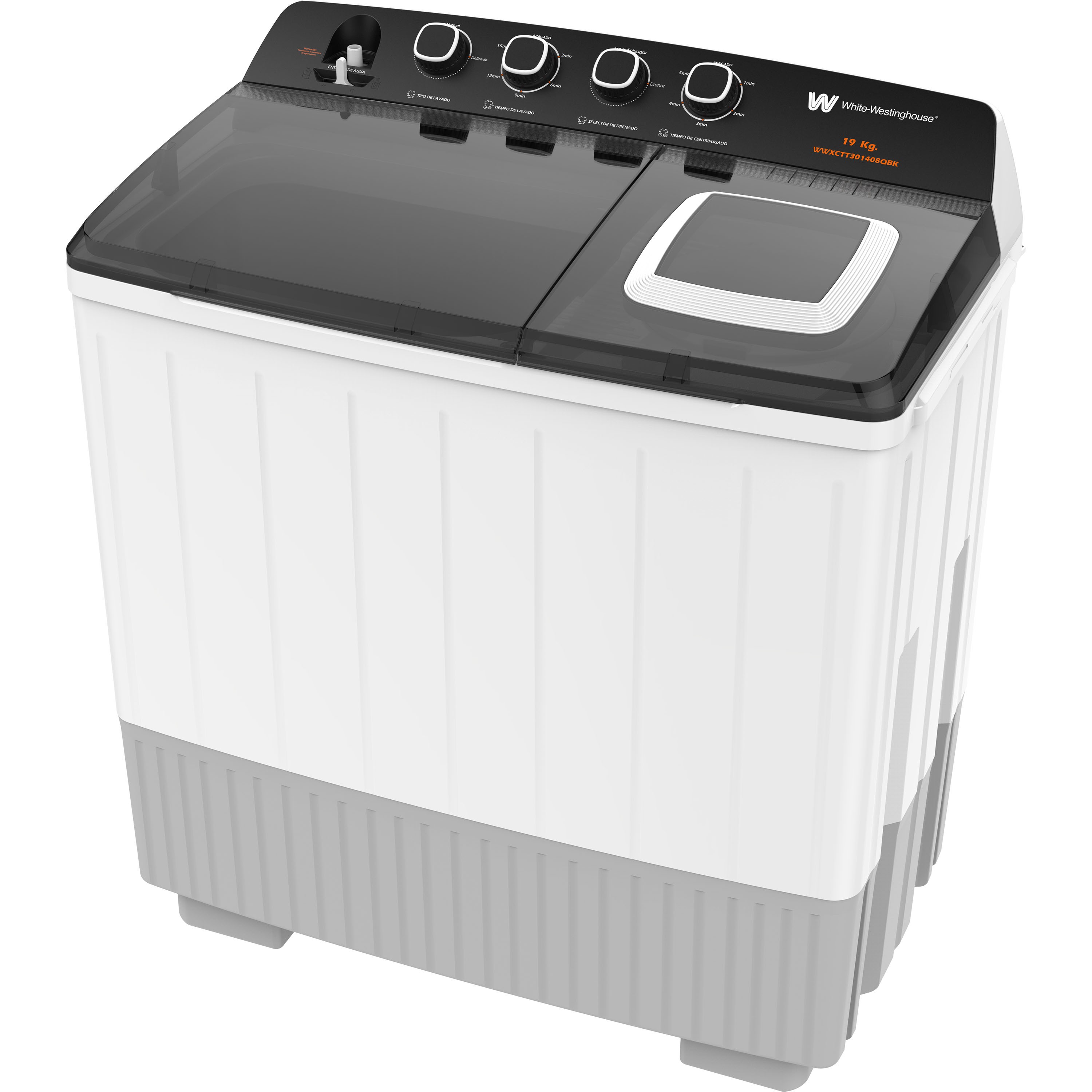 Lavadora doble tina | 19 kg White Westinghouse 4 niveles de agua 4 perillas de control Bajo consumo de energ&iacute;a image number null