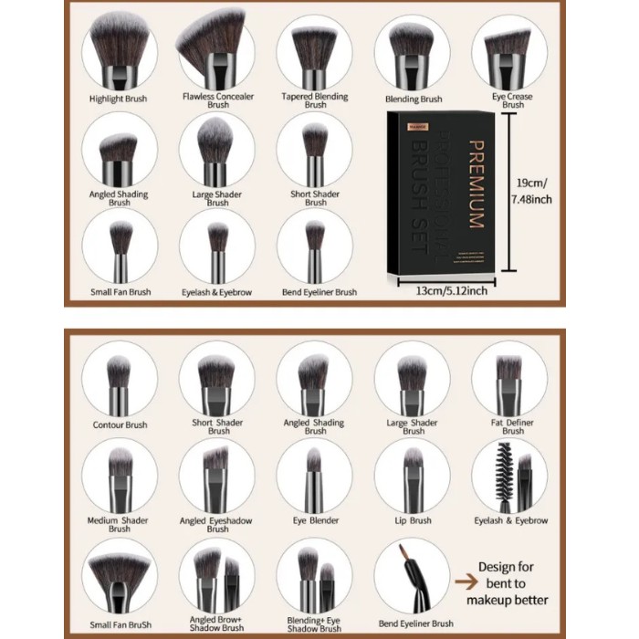 Set de 25 Brochas de Maquillaje Profesionales con Caja, Kit Kabuki para Base, Rostro y Ojos, Premium image number null