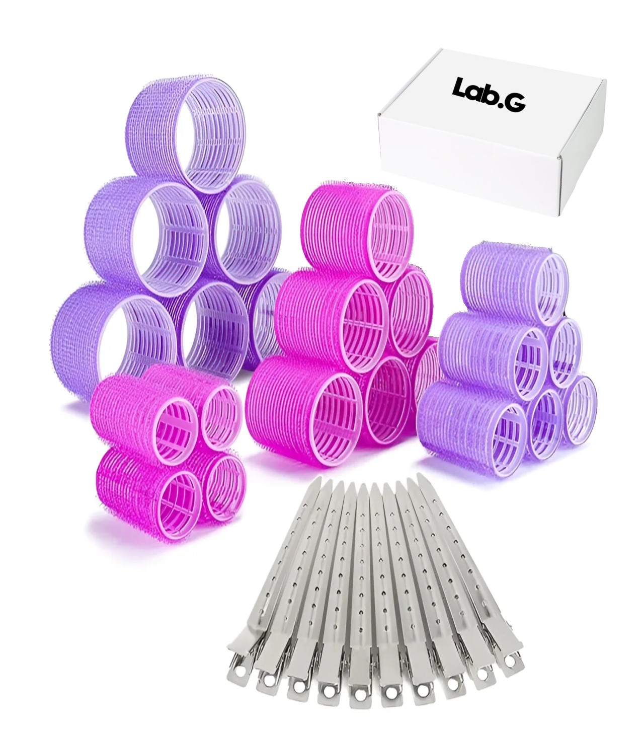 "33 pzs Rulos Tubos Pl&aacute;stica Para Cabello Autoadheribles " image number null
