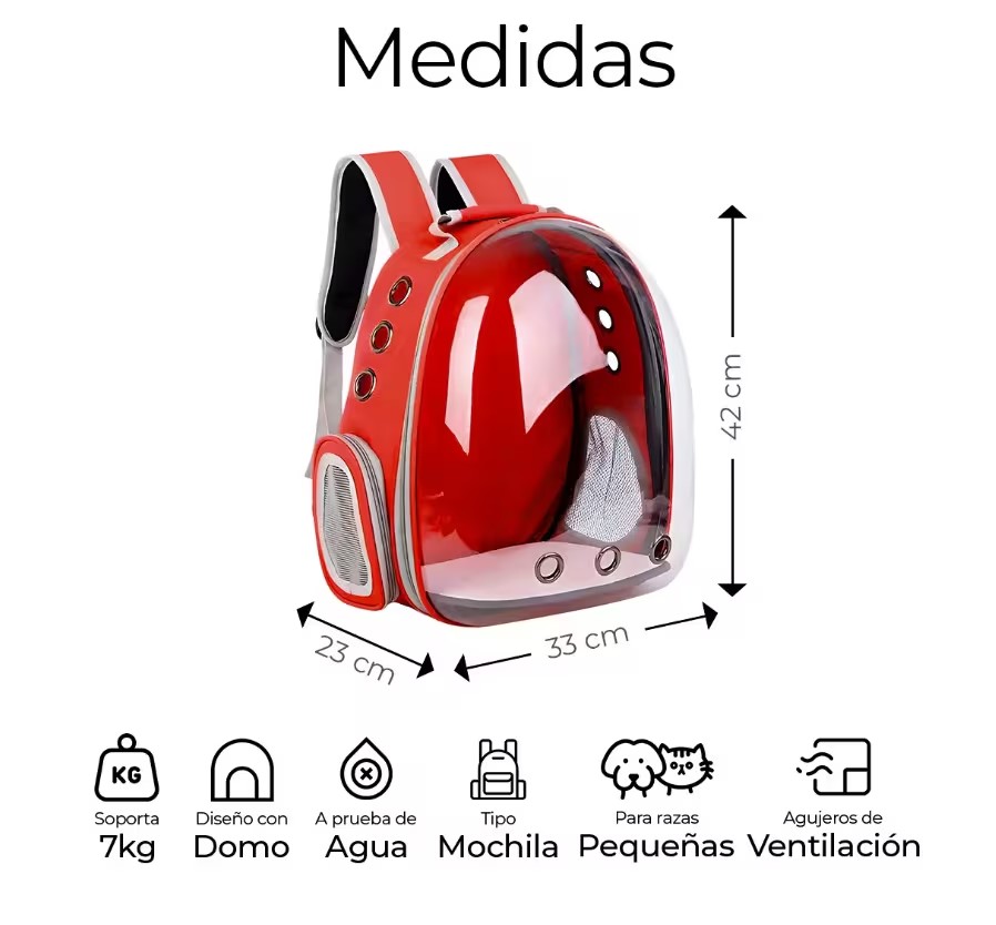 Mochila Back Pack Transportadora Gato Perro Mascota Peque&ntilde;a color rosa image number null