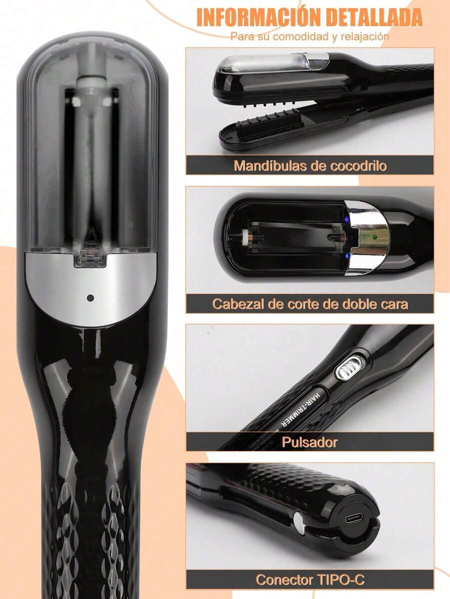 Maquina Recortadora de Puntas Abiertas Recargable, Removedor Autom&aacute;tico de Puntas Abiertas para Cabello image number null