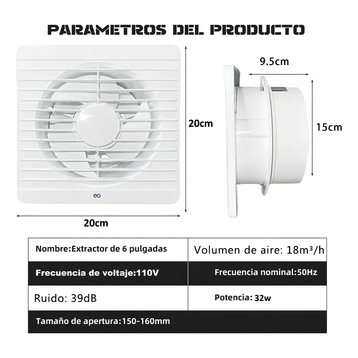 Extractor De Aire Silencioso 6 Pulgadas Para Cocina Y Ba&ntilde;o Ventiladores image number null