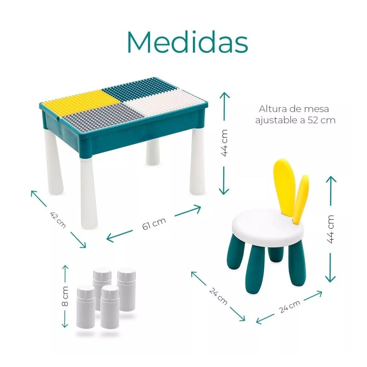Juego Para Ni&ntilde;os Silla Y Mesa Didactica Con Bloques Juguete Azul image number null