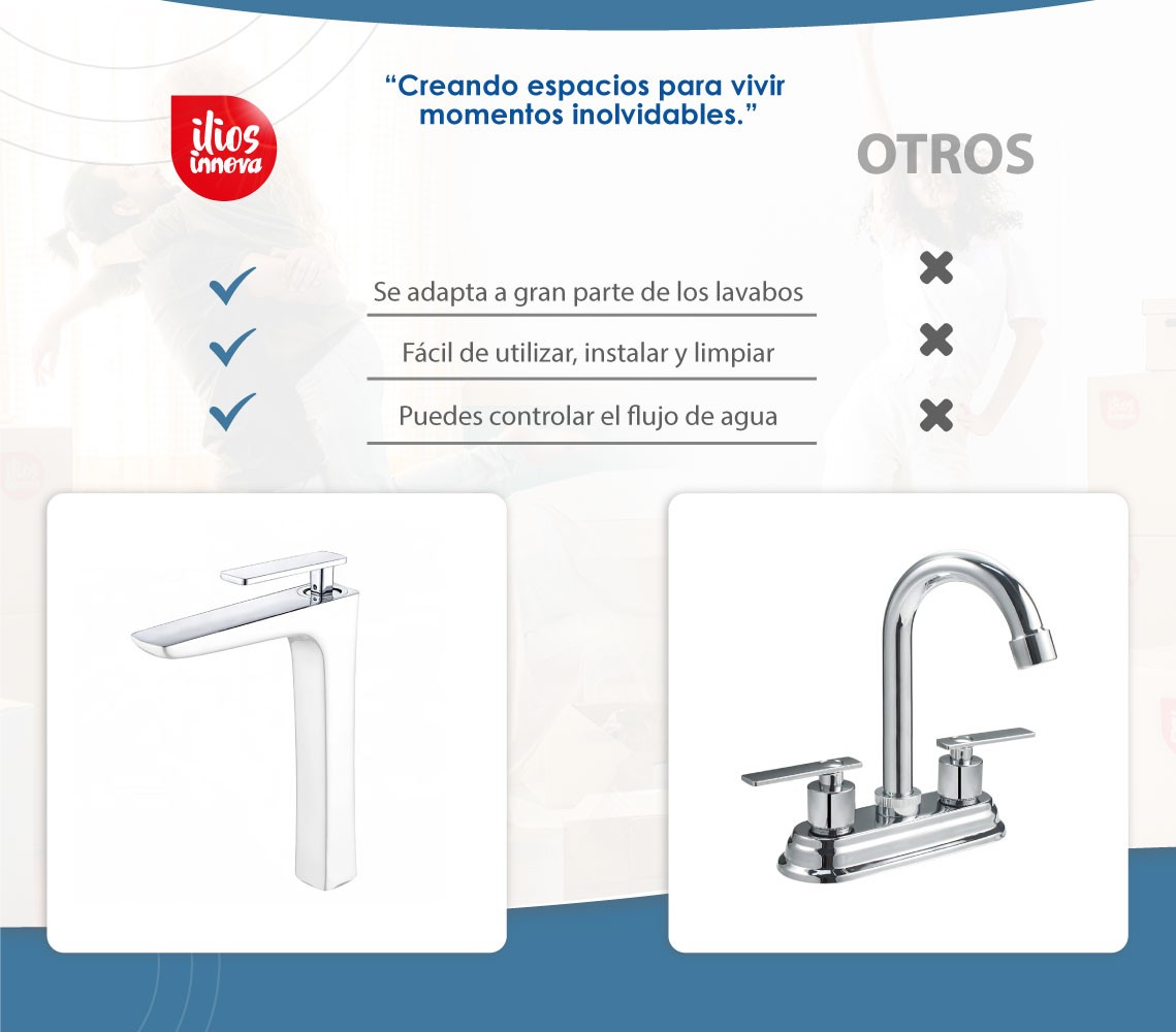 Grifo mezclador para lavabo agua fr&iacute;a/caliente grande color cromo con blanco AT4206HCw image number null