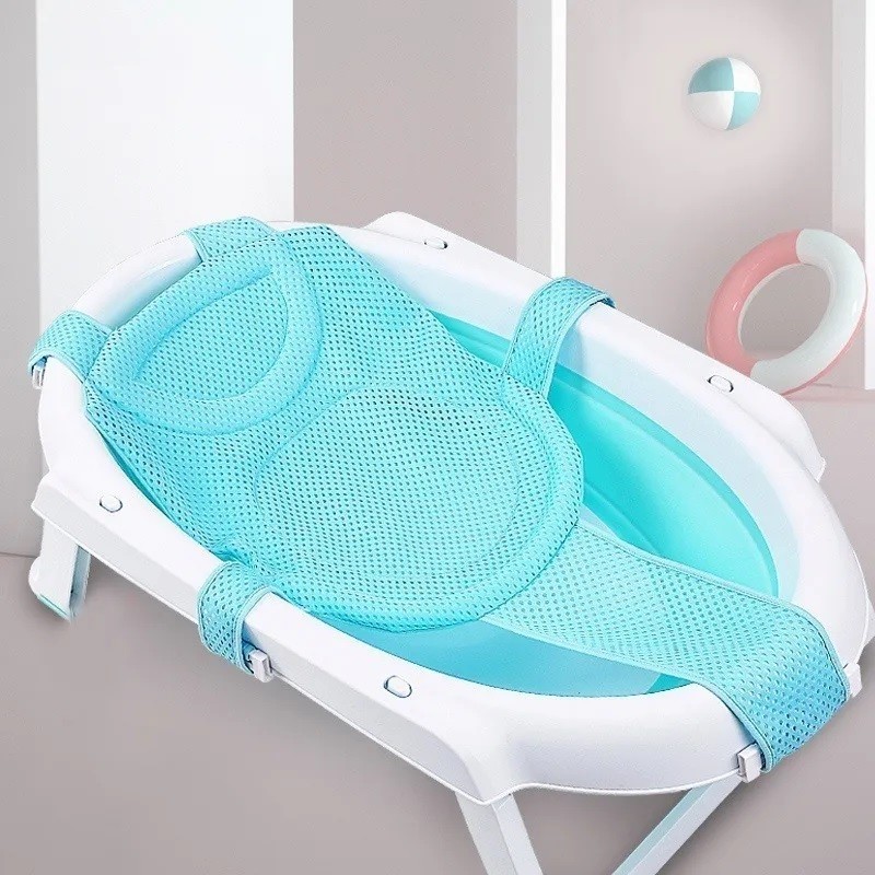 Soporte Tina Bebe Respaldo Ba&ntilde;era Antideslizante Azul image number null