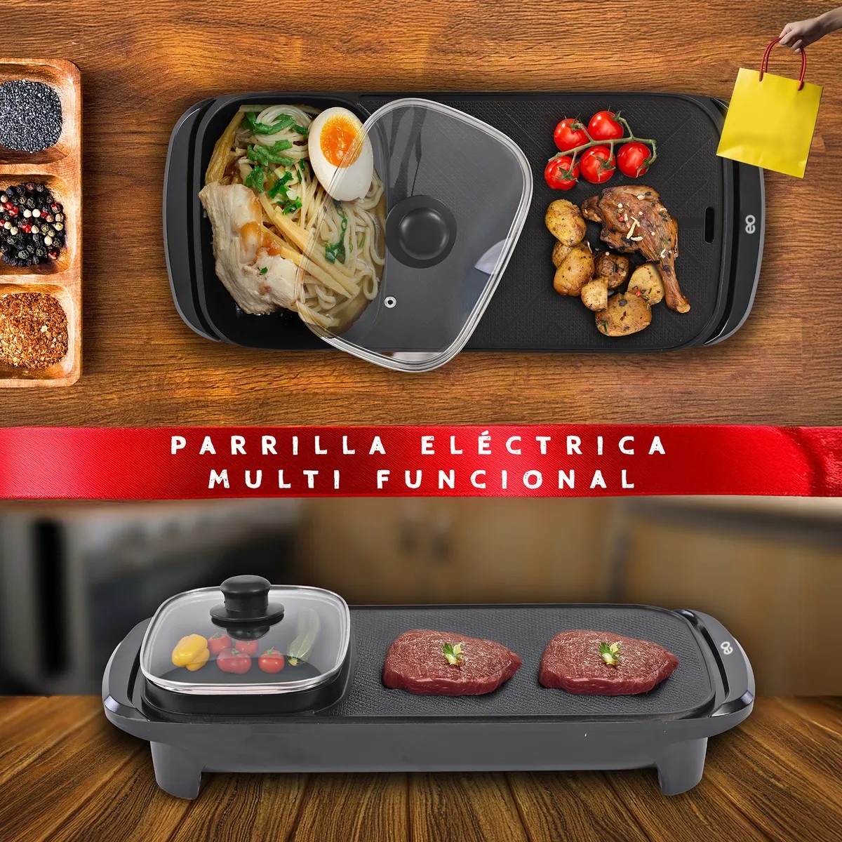 Parrilla Asador El&eacute;ctrica Cocina Antiadherente Grill Plancha image number null