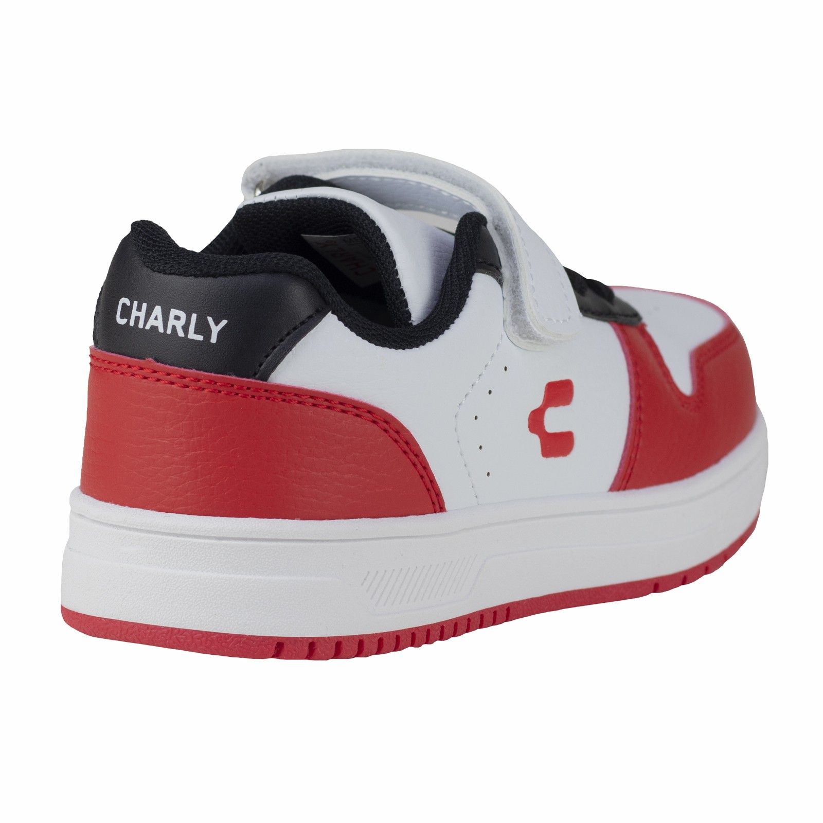 Tenis Blanco Choclo Para Ni&ntilde;o Charly Kids 1098661 Negro Rojo Casual Moderno image number null