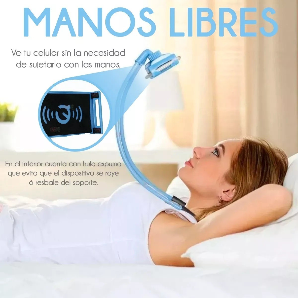 Soporte Celular Cuello Flexible Auto Color Azul image number null