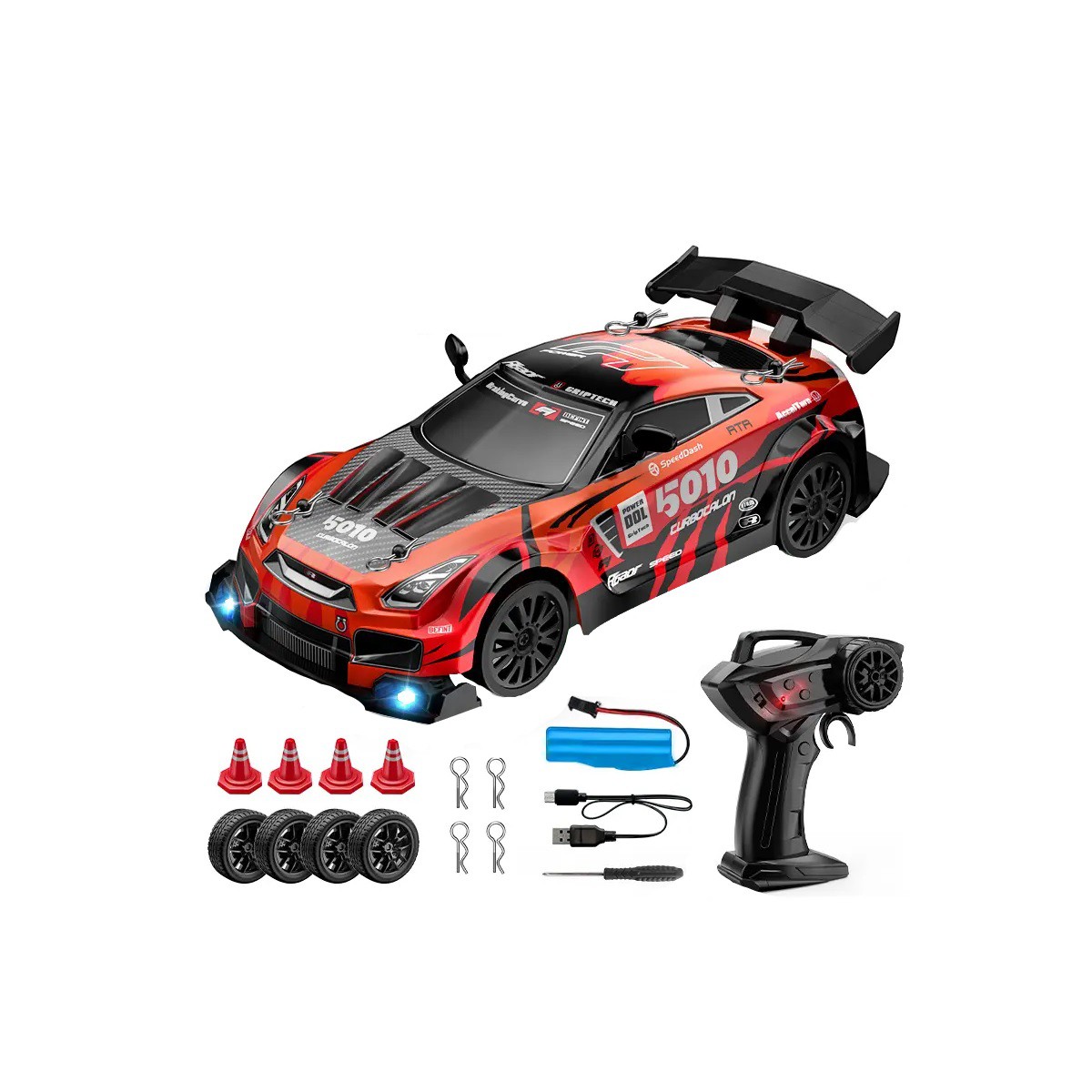Carro De Control Remoto 4x4 Con Luces 2.4ghz Rojo image number null
