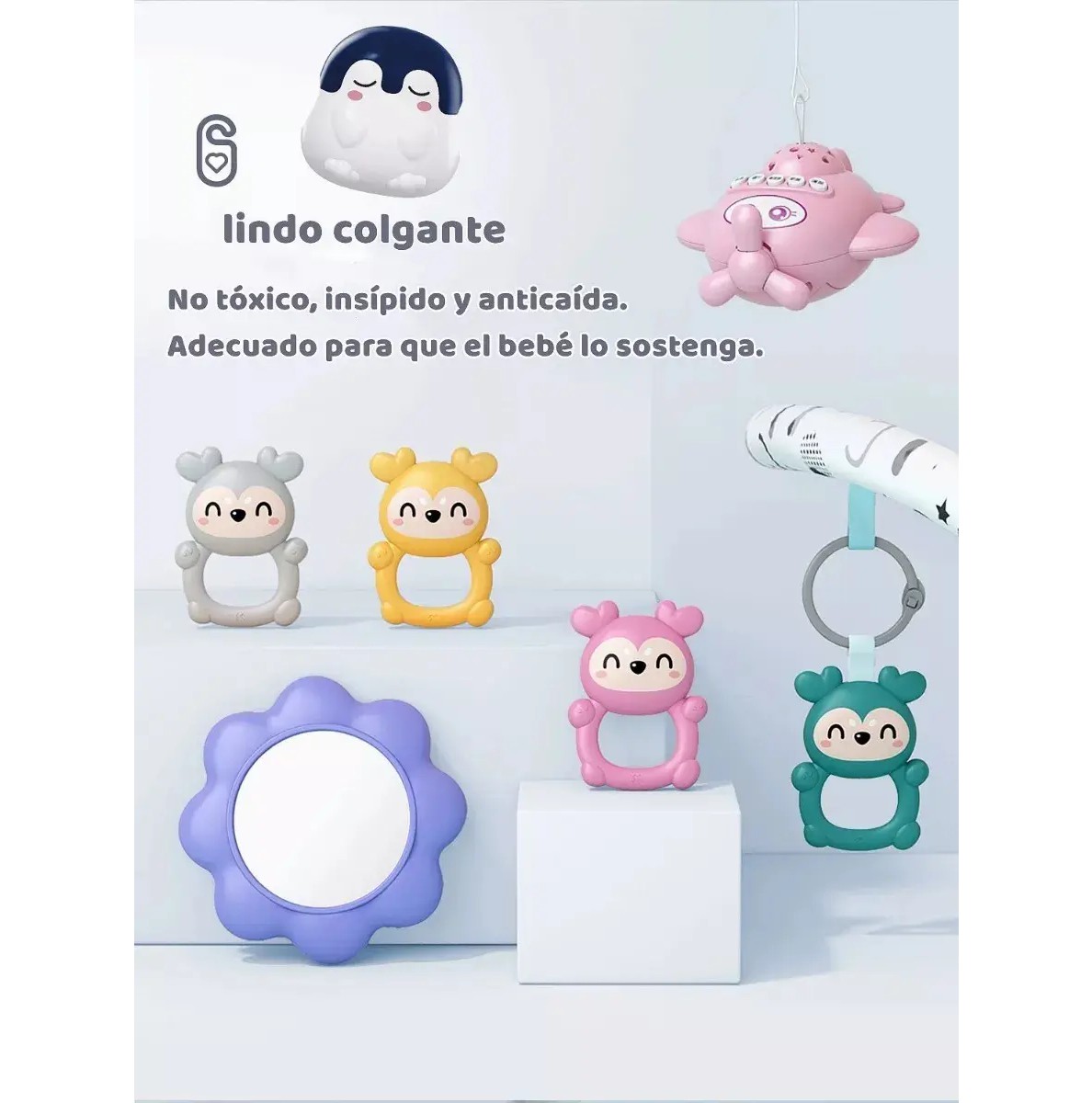 Gimnasio Para Bebe Gimnasio Acolchado Tapete Ni&ntilde;o Con Piano sol azul image number null