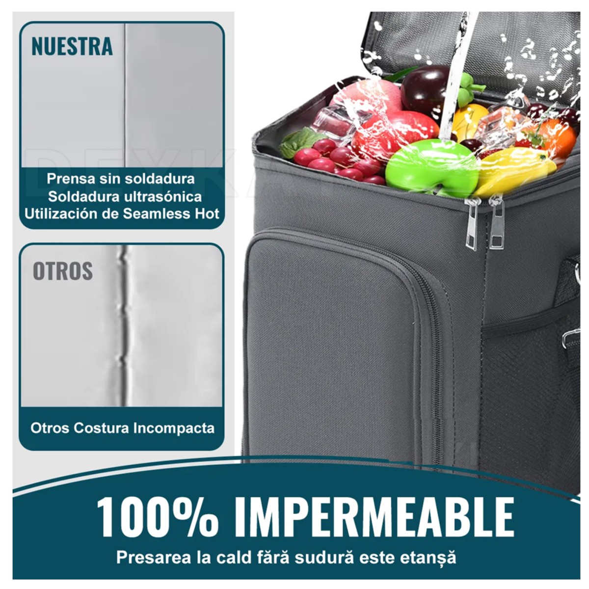 Bolsa De Almuerzo T&eacute;rmica Gran Capacidad, Lonchera De Hombro Gris image number null
