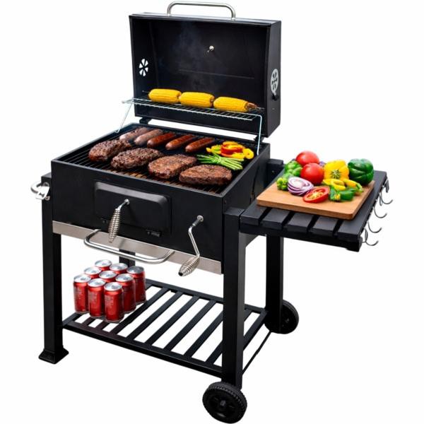 Asador Carbon 24 Pulgadas Con Parrillas Altura Ajustable Ahumador Termometro image number null