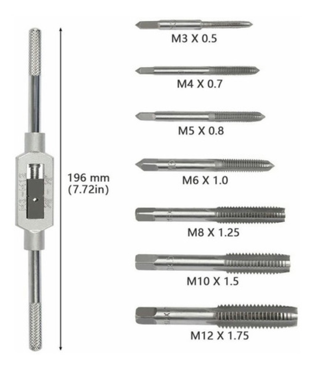 Kit De Machuelos Con Maneral Broca Tipo Matraca Ajustable gris image number null