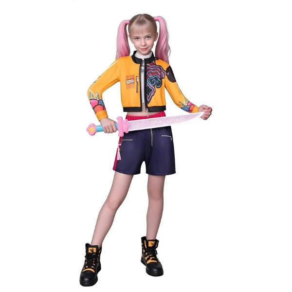Disfraz Kpop Demon Hunters Idol para Ni&ntilde;a Cosplay Estilo Anime Rumi Conjunto Chaqueta y Short Fiesta Halloween image number null