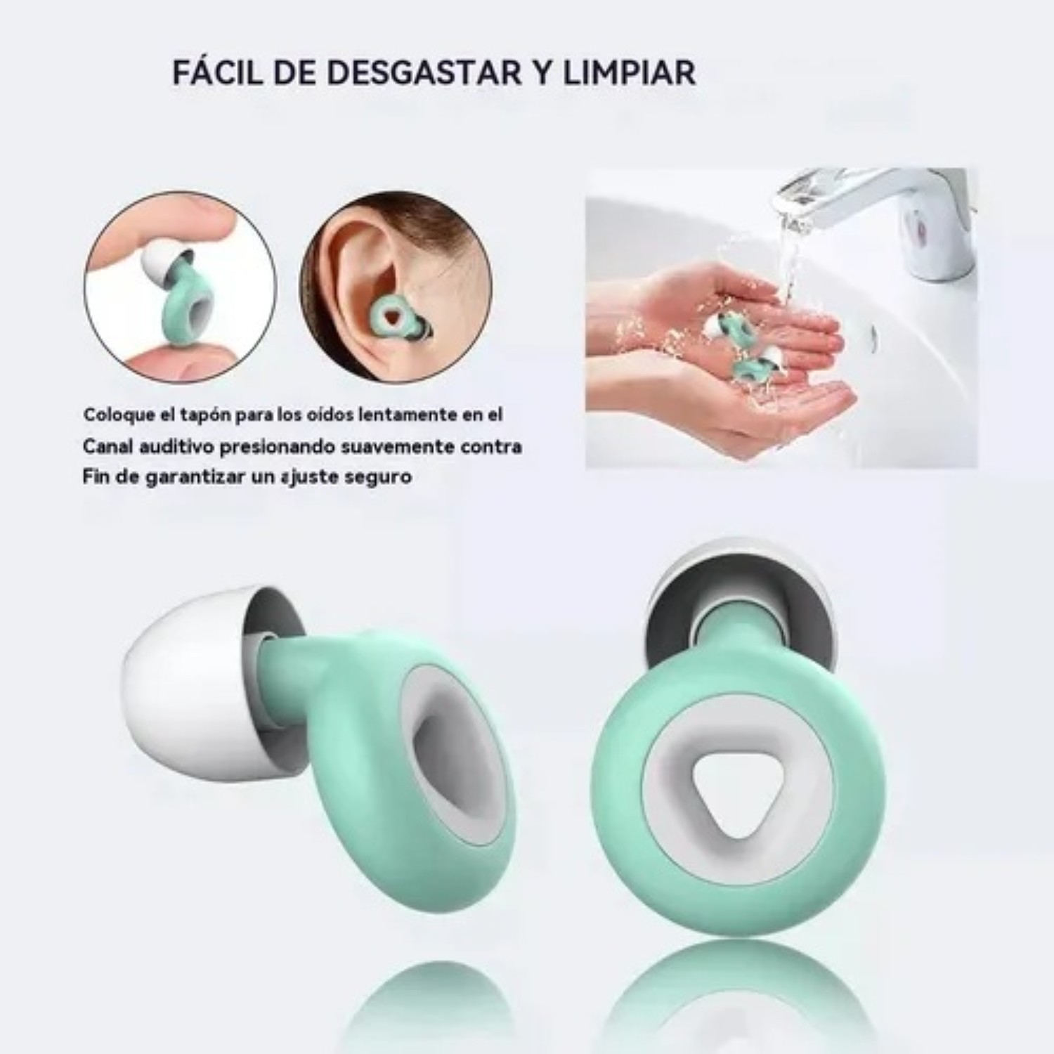 2pcs Tapones Dormir Para O&iacute;dos Con Reducci&oacute;n De Ruido 25db Verde con Blanco image number null