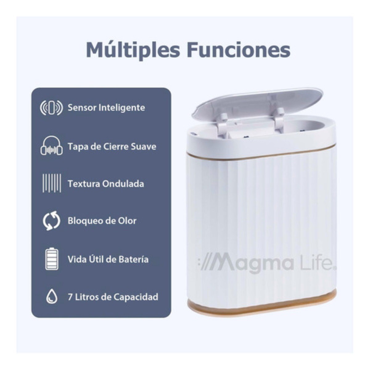"Bote De Basura Inteligente Con Sensor De Movimiento Para 7 L Color Blanco " image number null