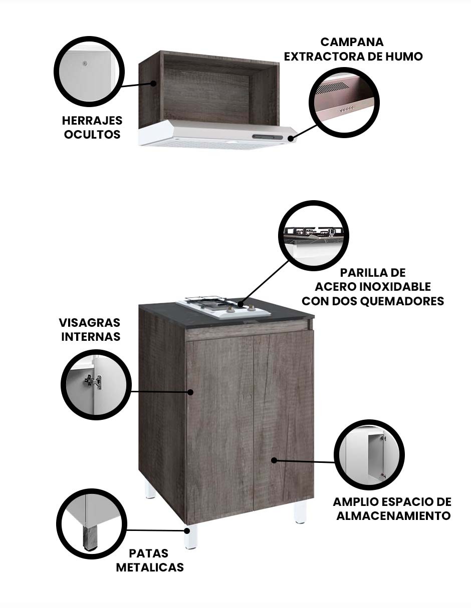 Gabinete Inferior Y Alacena De Cocina NARCISO Con Parrilla image number null