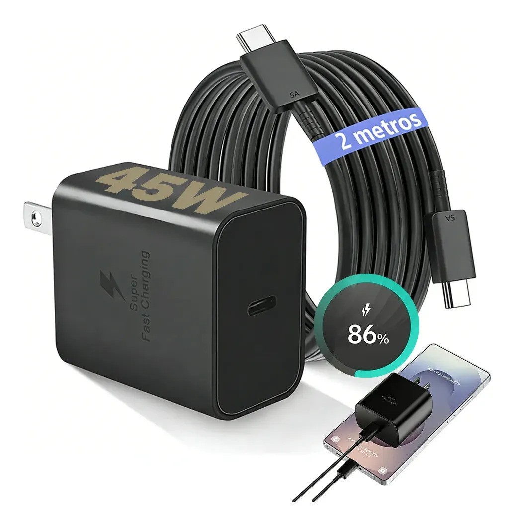 45w Cargador Carga R&aacute;pida Tipo C Para Samsung S22 S22+ negro image number null
