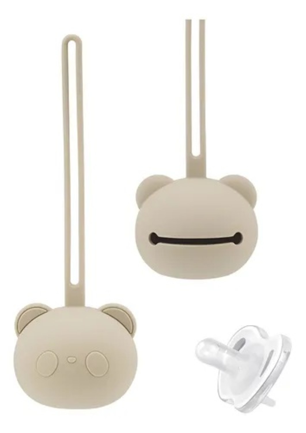 Porta Chupones Beb&eacute;, Silicona Estuche Para Guardar Chupete Beige image number null