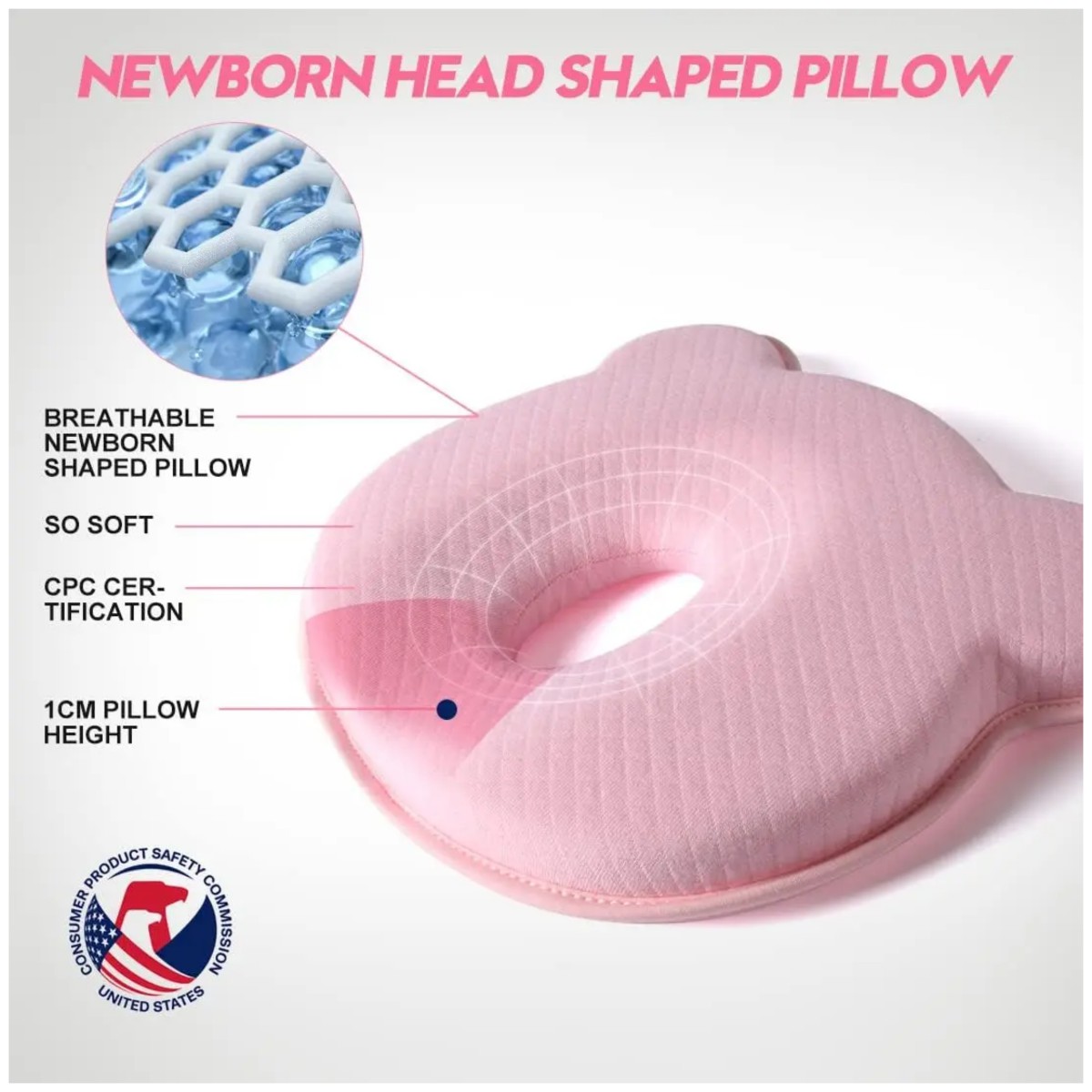 Almohada Para Beb&eacute; Memory Foam Rosa image number null