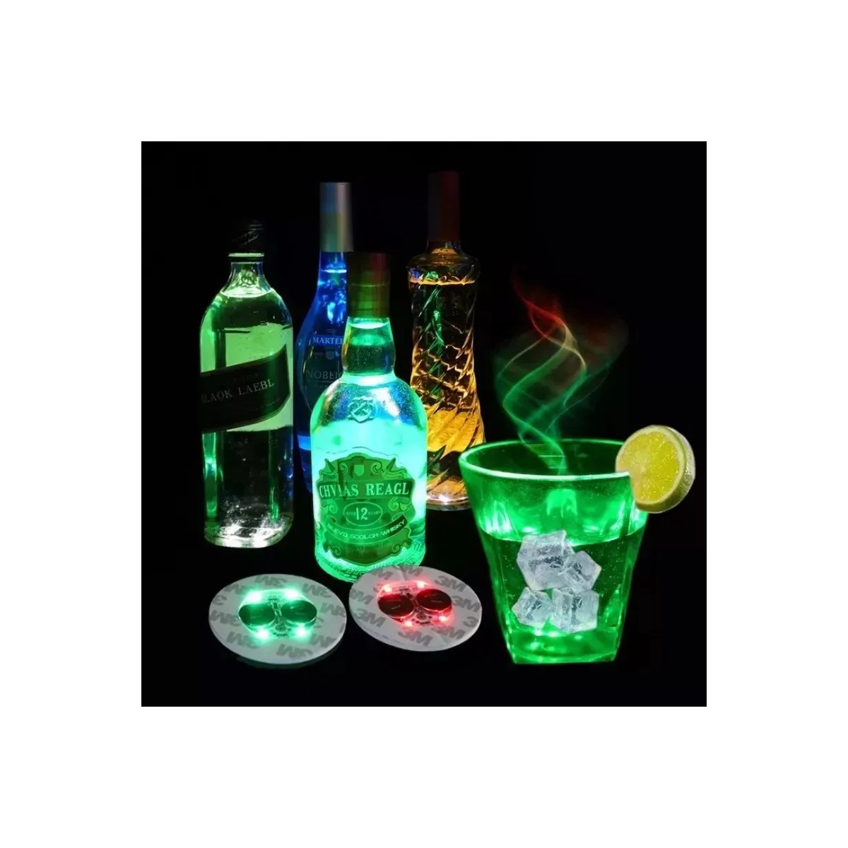 24 Pegatinas Luces Taza Tapete Led Luz Para Botella Posavasos image number null