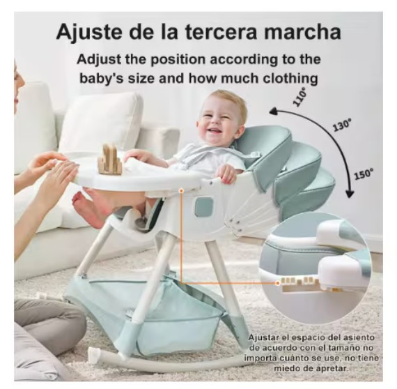 Silla Port&aacute;til De Comer Para Bebe Plegable Color Rosa image number null