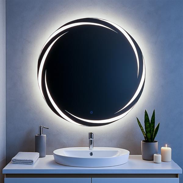Espejo de Pared Redondo Tulum con Luz LED Decorativa para Ba&ntilde;o o Rec&aacute;mara image number null