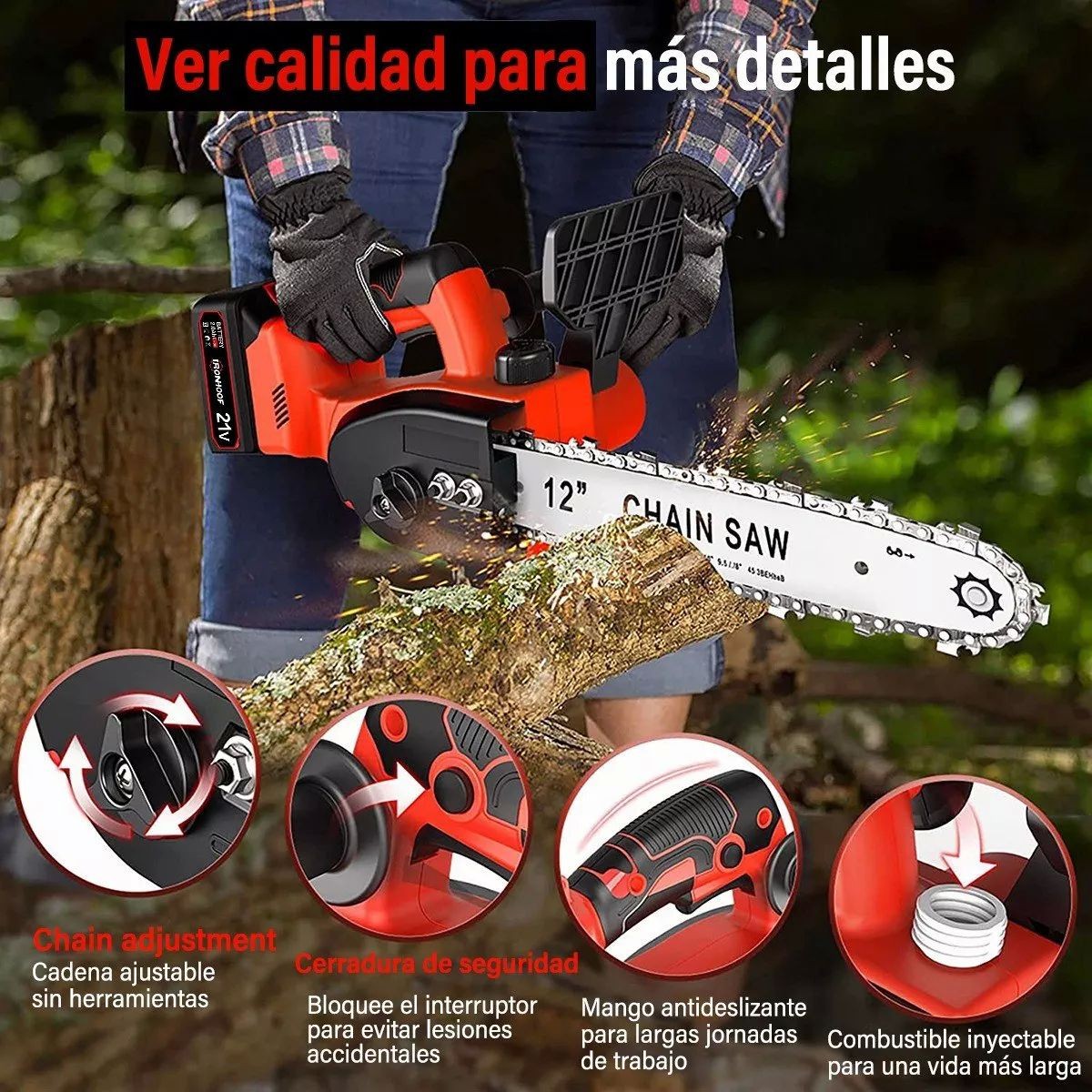 Motosierra El&eacute;ctrica Inal&aacute;mbrica 12inch Moto Sierra Portatil. image number null