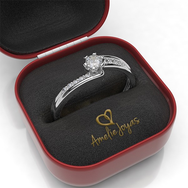 Anillo de Compromiso con 20 puntos Diamante Natural Certificado Oro 14K Amelie Joyas image number null