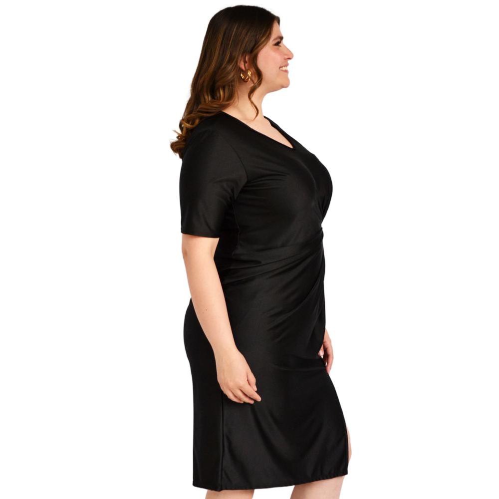 Vestido de sat&iacute;n con nudo Roman Fashion/ Tallas Extras, 4313 (Negro) image number null