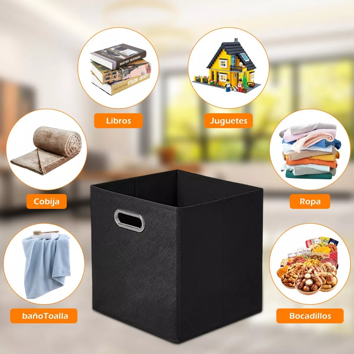 Set 4 Cajas Organizadoras De Tela Plegables Hogar Almacenamiento. image number null