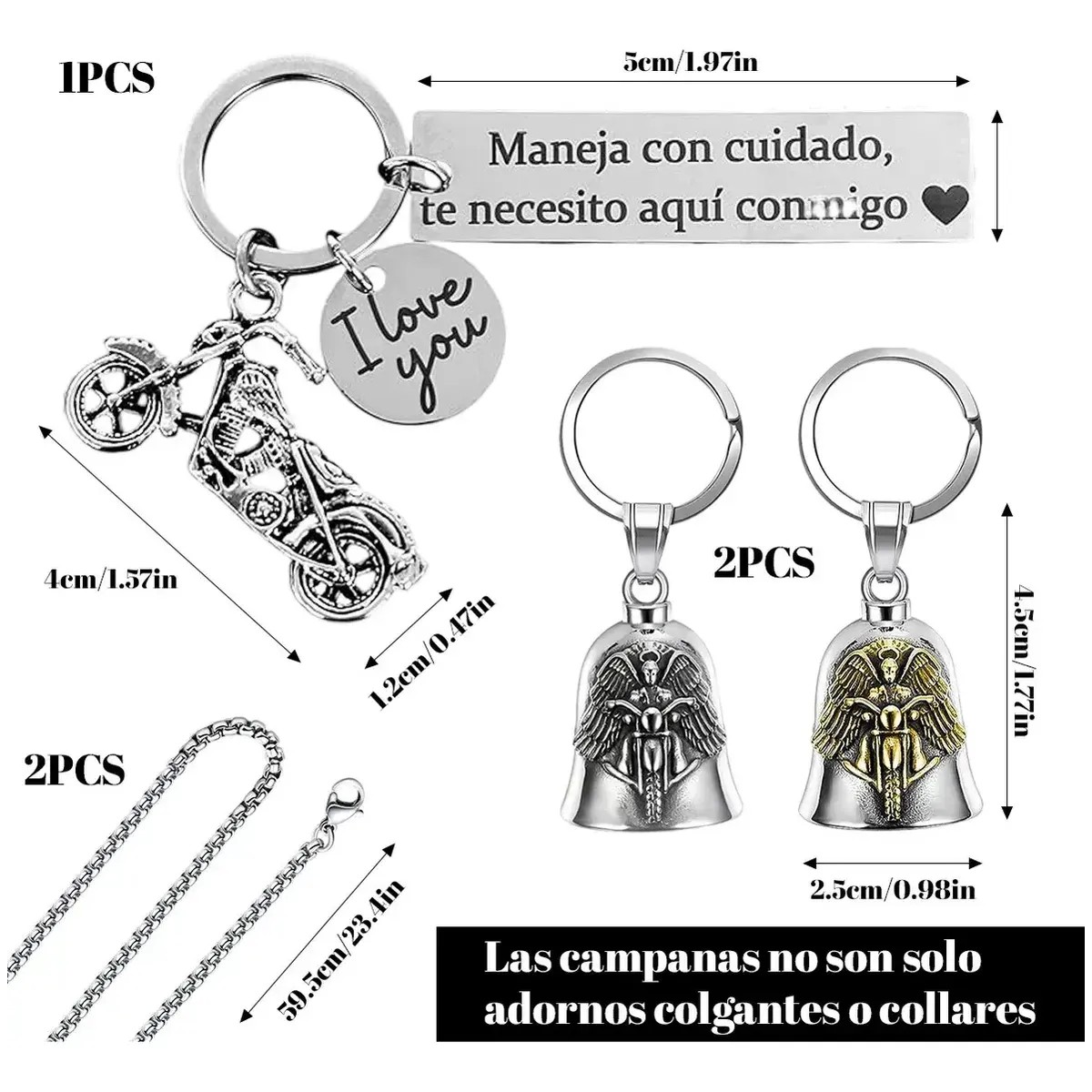 Llaveros Campana Amuleto Motos Guardian Bell 3 Piezas image number null
