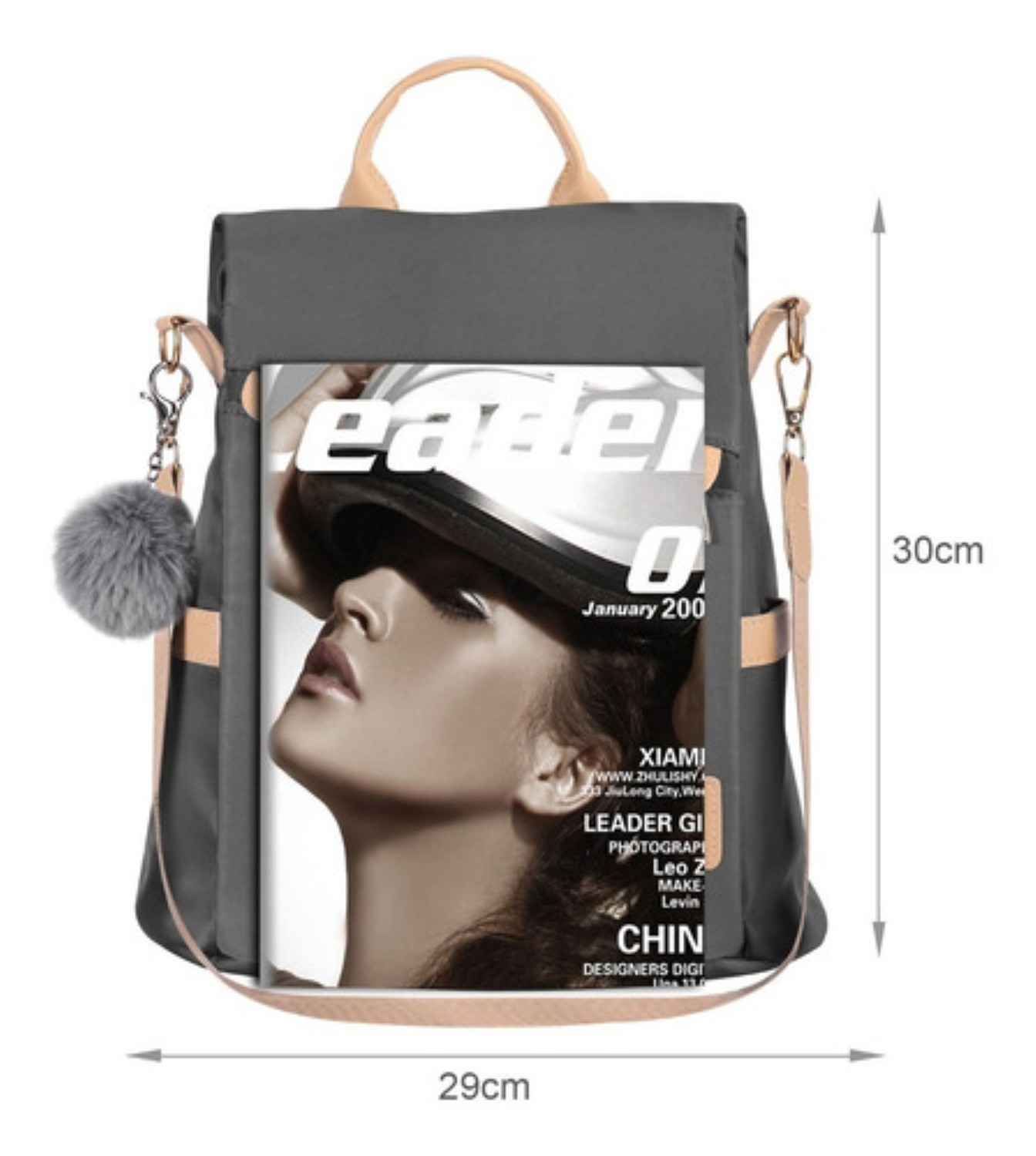Mochila Mujer Pa&ntilde;o De Oxford Impermeable Anti-robo Monedero Gris image number null