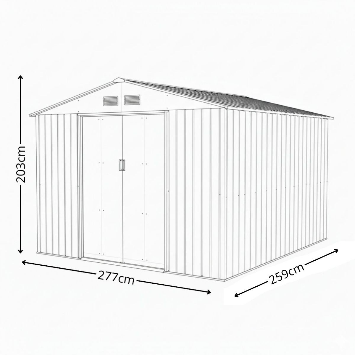 Bodega Cobertizo Exterior Ultra XL de Metal 277 x 259 x 203 cm Color Gris Oscuro image number null