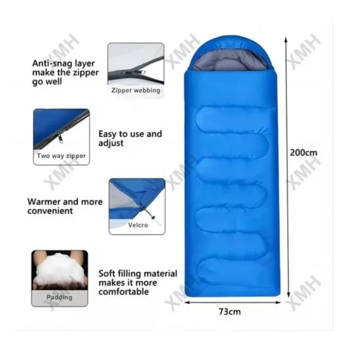 Saco De Dormir Port&aacute;til Para Campamento Interior Y Exterior Azul image number null