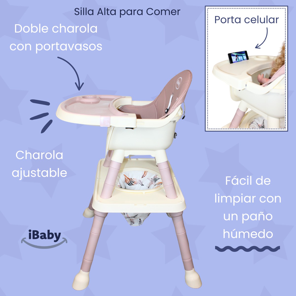 Silla alta periquera 7 en 1 con mesa y charola para bloques primi pasti ibaby image number null