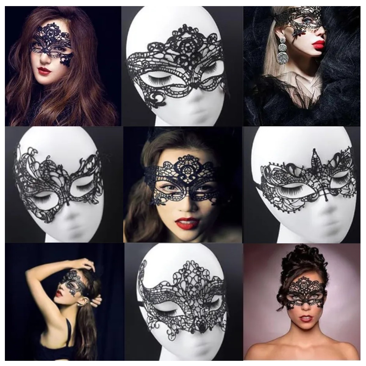 15 M&aacute;scaras Venecianas Negro Encaje Antifaz image number null