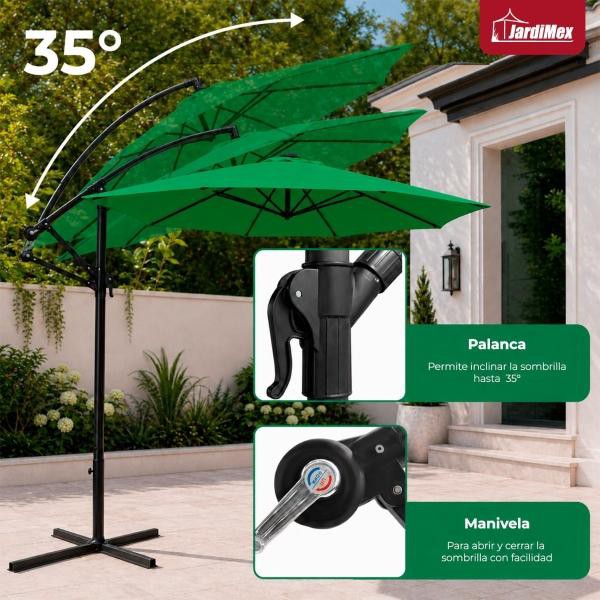 Sombrilla Jardin 3 mts Diametro Playa Sol Lateral Exterior Verde image number null