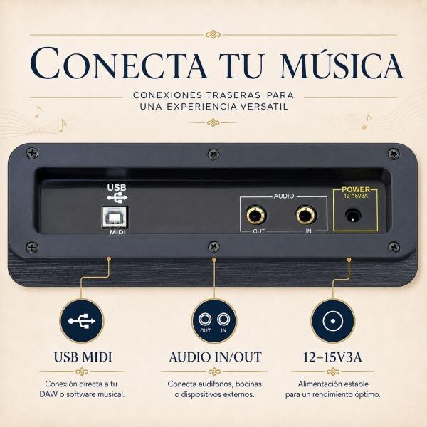 Piano Teclado Electrico 88 Teclas Digital 15v 3a 900 Ritmos Audiotek image number null