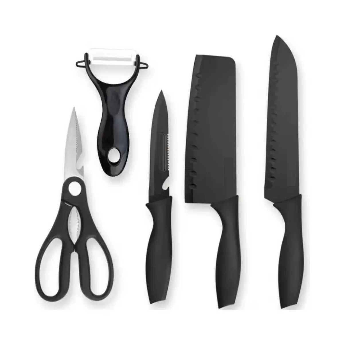 Juego De Cuchillos 10 Pz Cocina Acero Inoxidable Y Pelado Negro image number null