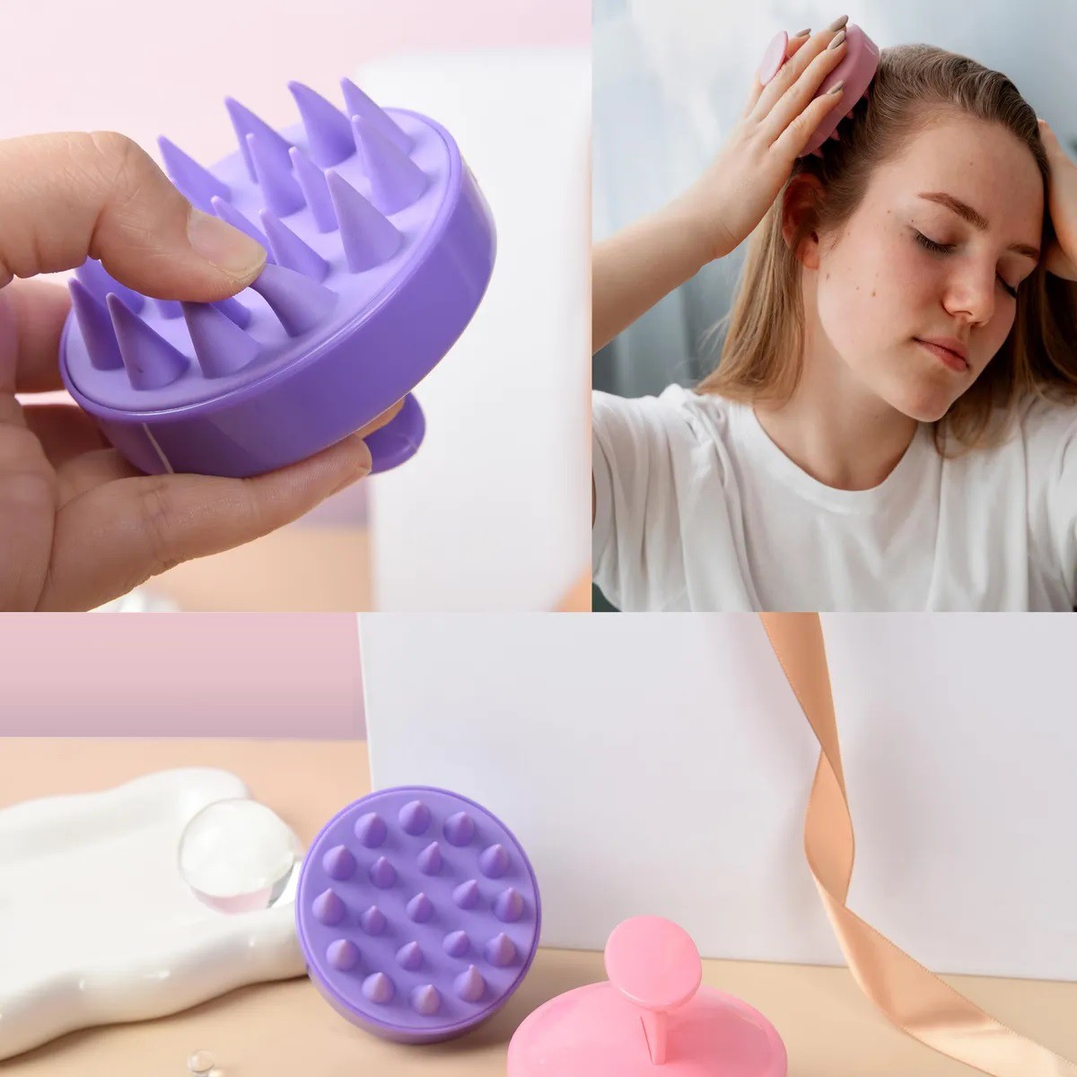 Kit 12pz Peine De Masaje De Cepillo Adecuado Cabello Rizado Violeta image number null
